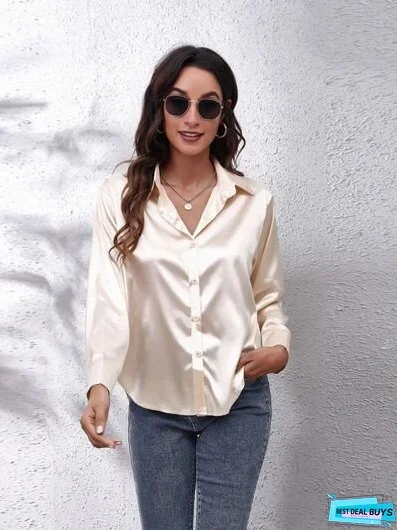 Button Up Collared Neck Long Sleeve Shirt