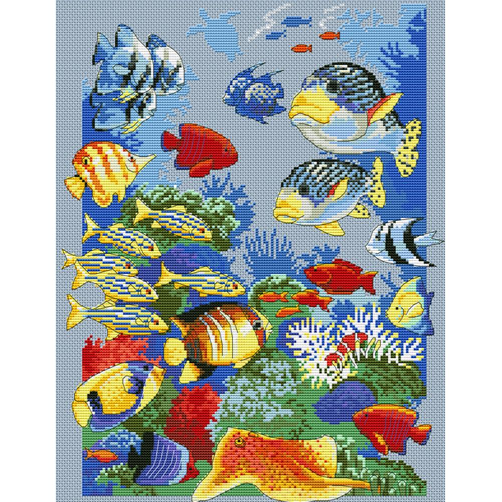 

Tropical Fish - 11CT Stamped Cross Stitch - 43*54cm, 501 Original