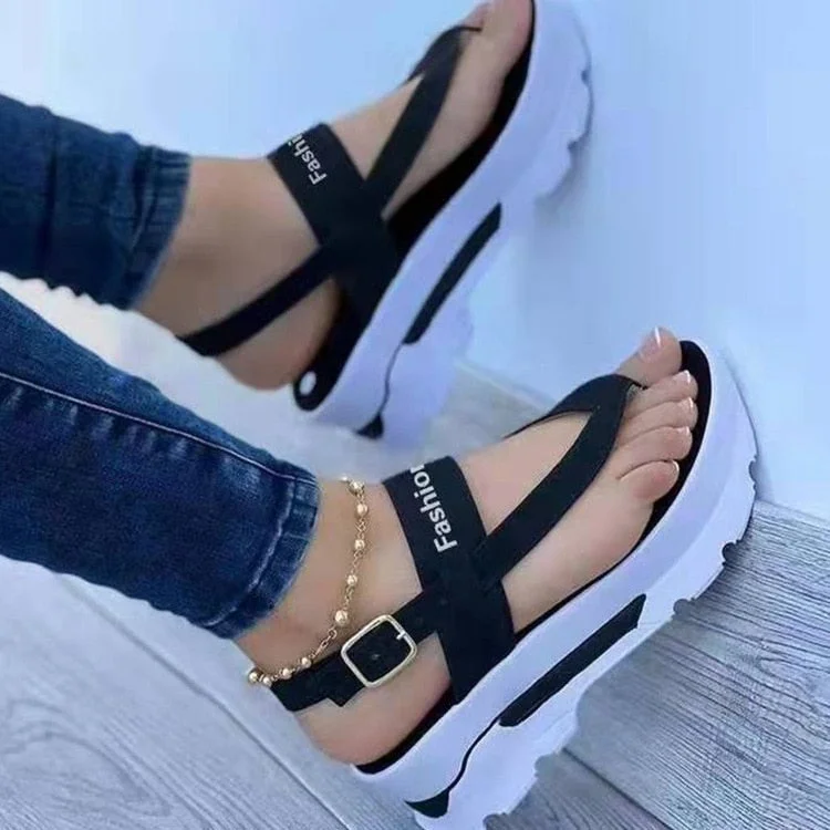 2022 NEW Sandals Women Summer   Flip Flops Outdoor Casual Platform Sandals Ladies Plus Size Wedges Beach Sandals