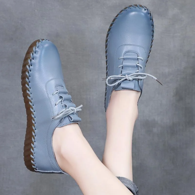 2021 Newest Designer Woman Flats Breathable Sew Oxford Sneakers Women Casual Lace Up Split Hollow Moccasins Loafer Shoes