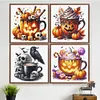 8pcs Halloween-11CT Stamped Cross Stitch Set 12.5*12.5cm/4.92*4.92in tapestrymarket