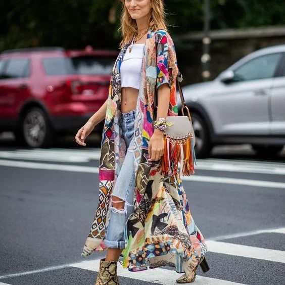 Brownm Brownm Coat Women's Smock Chiffon Print Holiday Sunscreen Beach Coat Long Cardigan