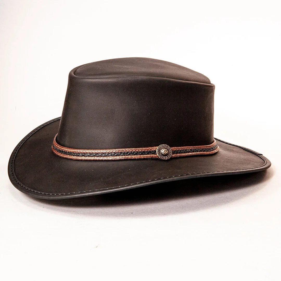 Midnight Rider - Mens Leather Outback Hat