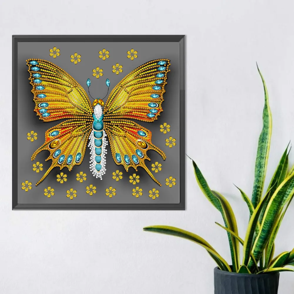 Diamond Painting - Partial Special Shaped Drill - Butterfly Dragonfly(Canvas|30*30cm)