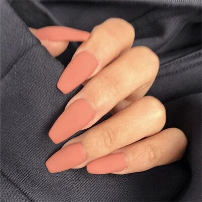 24pcs/Set Coffin Fake Nails Europen and American Pink Blue Black Ballerina False Nails Full Artificial Nail Tips with Glue-Nail Inspo