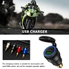 DIN Plug to QC3.0 + PD USB Charger w/ LED Light for Motorcycle (Black+Blue)