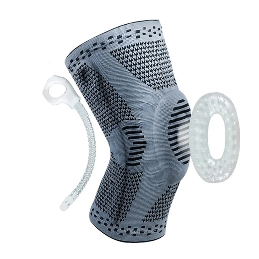 Uveng Knee Brace Silicone Spring Full Strap Patella Medial Support Strong Meniscus Compression Protection Sport Pads Running Basket