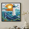 Lighthouse and Whale Special Shaped 5D DIY Partial Drill Diamond Painting Kits for Adults Beginners Home Decor Diamonds Dots Gem Art Kits Diamond Art Kit 11.81 X11.81inch