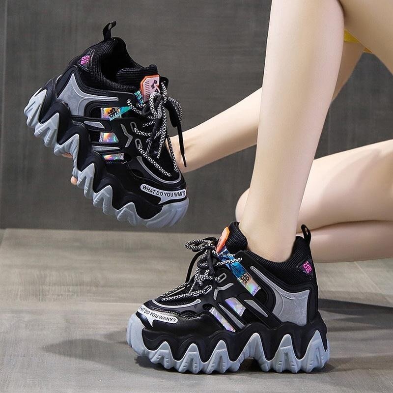 2021 Spring New Breathable Mesh Women Casual Shoes Fashion Comfortable Lace Platform Sneakers Women Vulcanized  Shoes Woman