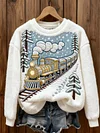Christmas Express Snowy Landscape Cozy Plush Sweatshirt e6b2