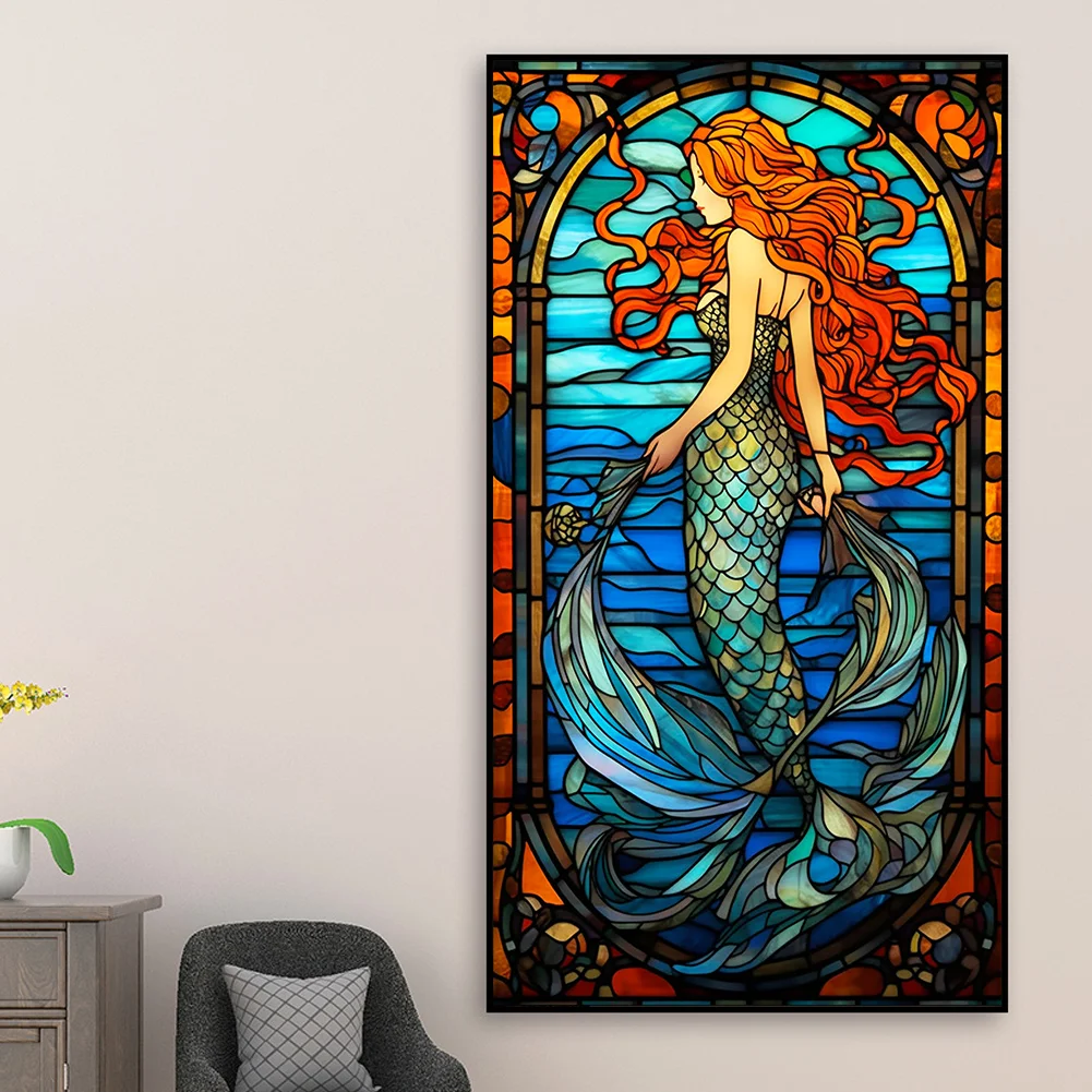 Diamond Painting - Full Round Drill - Stained Glass Mermaid(40*70cm)