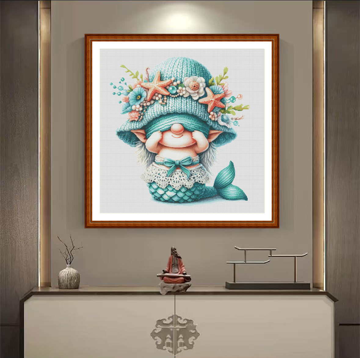1set DIY Printed Cross Stitch Kit, 【ZZ5142- Peekaboo Dwarf】crossstitch kit Painting Fairy Cross Stitch