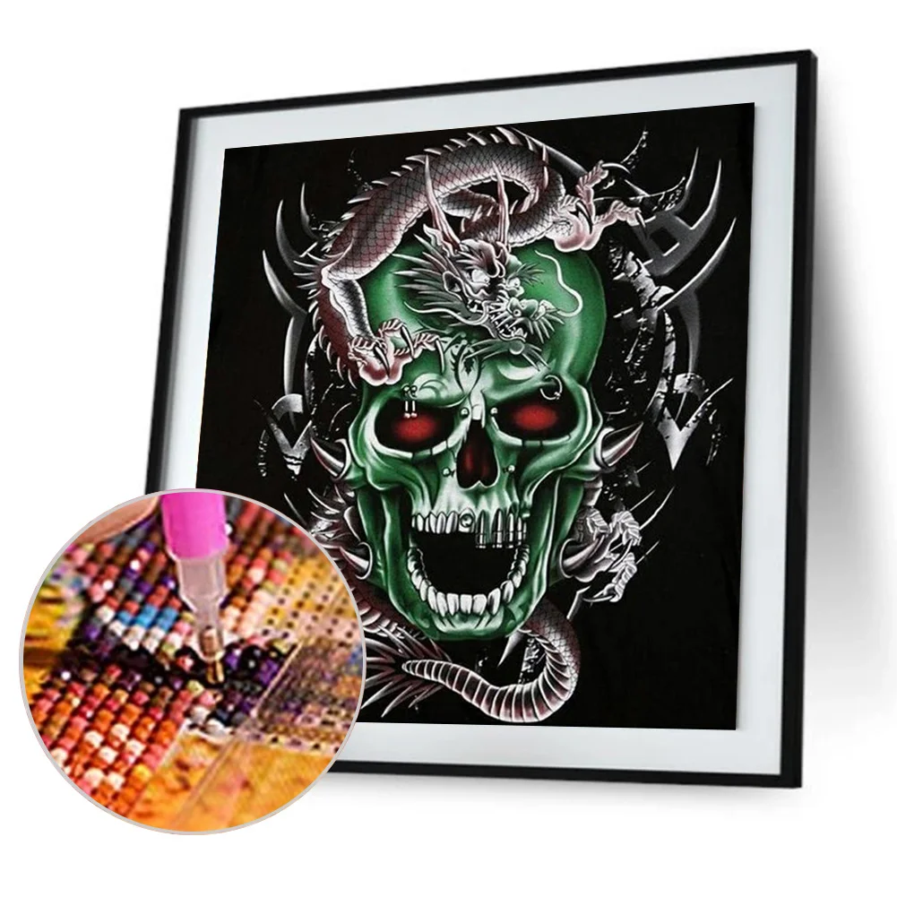 5D DIY Diamond Painting Skull Dragon Full Square Drill Mosaic Picture Craft