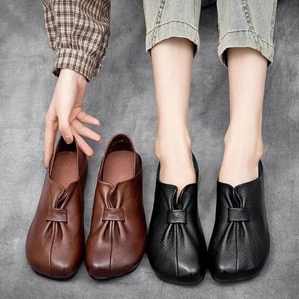 Butterfly Knot Soft Slip-on Leather Shoes