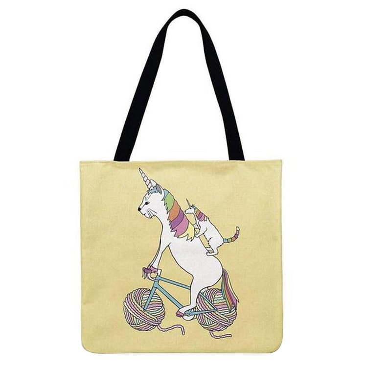 Linen Tote Bag - Cute Unicorn