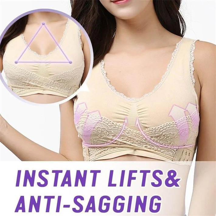 （3 Pack） Front Cross Adjustable Side Buckle Lace Bra CaraMia Bra
