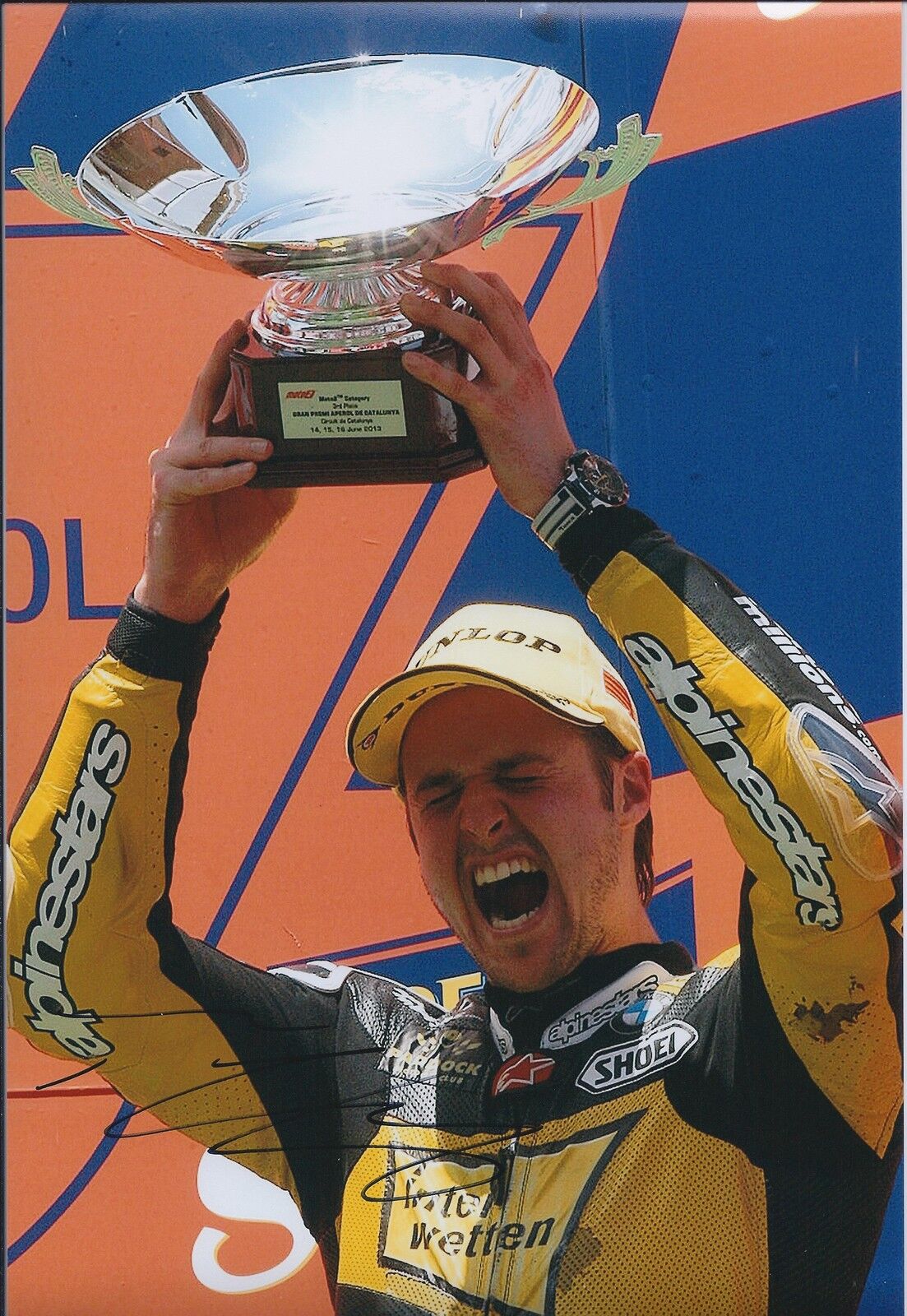 Thomas LUTHI SIGNED Moto2 INTERWETTEN Podium Win Autograph 12x8 Photo Poster painting AFTAL COA