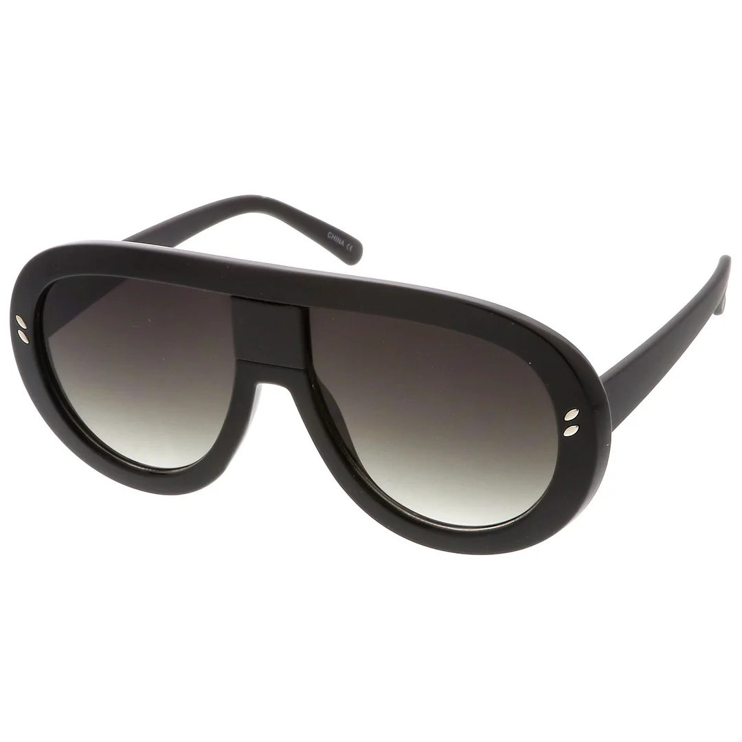 Oversize Chunky Teardrop Shape Flat Lens Aviator glasses 58mm