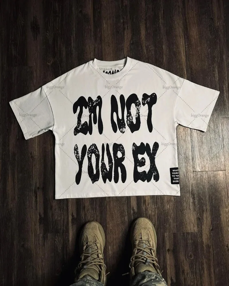 Aonga 90s Streetwear Retro Harajuku Fashion Brand Letter Print Oversized Short-sleeved Tops Men Y2k American Street Hip-hop Loose T-shirts Women aonga
