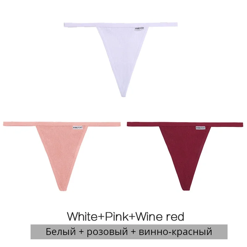 FINETOO 3Pcs/4Pcs Cotton Thongs Women Sexy G-string Panties M-XL Girl Underpants Low-rise T-back Underwear Female Lingerie Panty