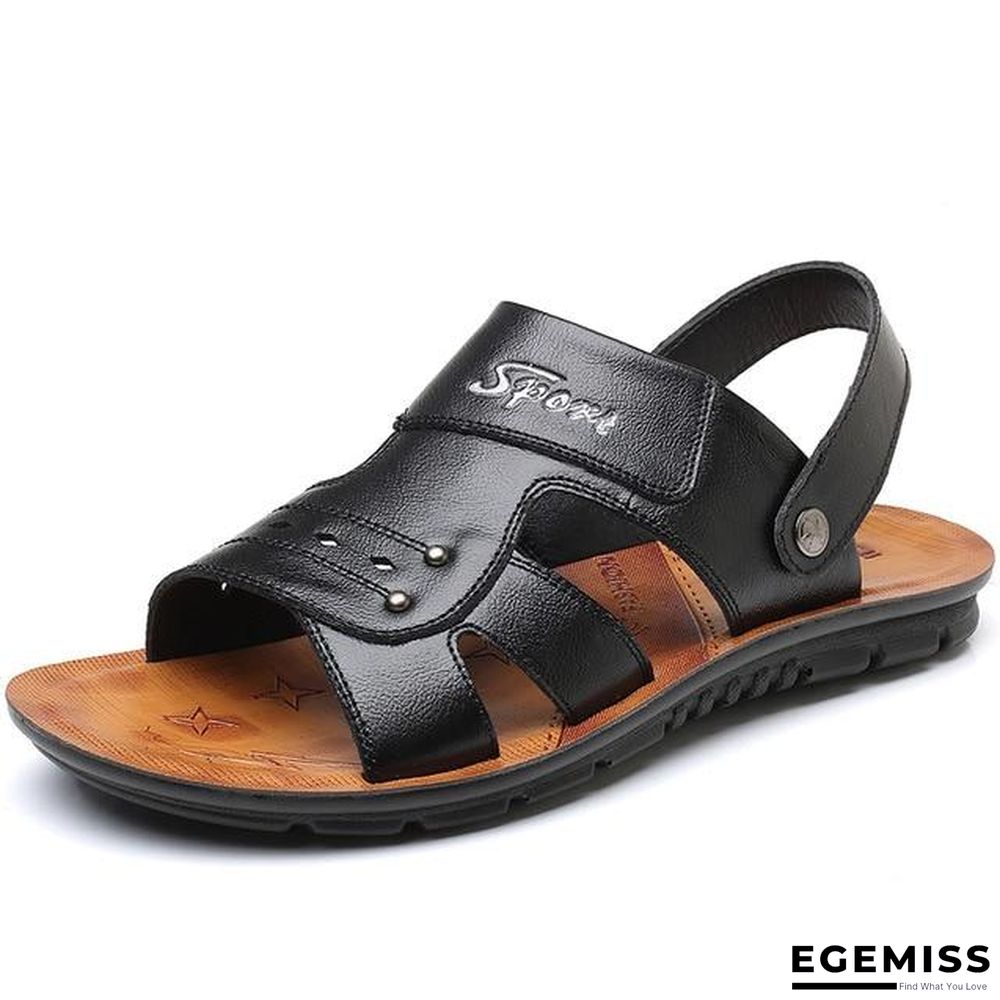 Big Size Men's Genuine Leather Sandals Non-Slip Slippers Flats Beach Shoes | EGEMISS