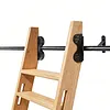 [US Local Warehouse] 20FT Sliding Library Ladder Hardware Kit Floor Roller with Brake Telescopic Top Hook Sliding Track Kit with Complete Hardware Set (No Ladder) Indoor Moving Track for Home Office Loft (Adjustable)