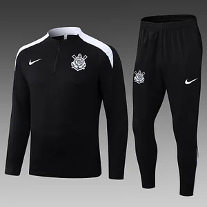 2025/2026 Corinthians Paulista Half-Pull Training Suit Black Football Shirt 1:1 Thai Quality Set