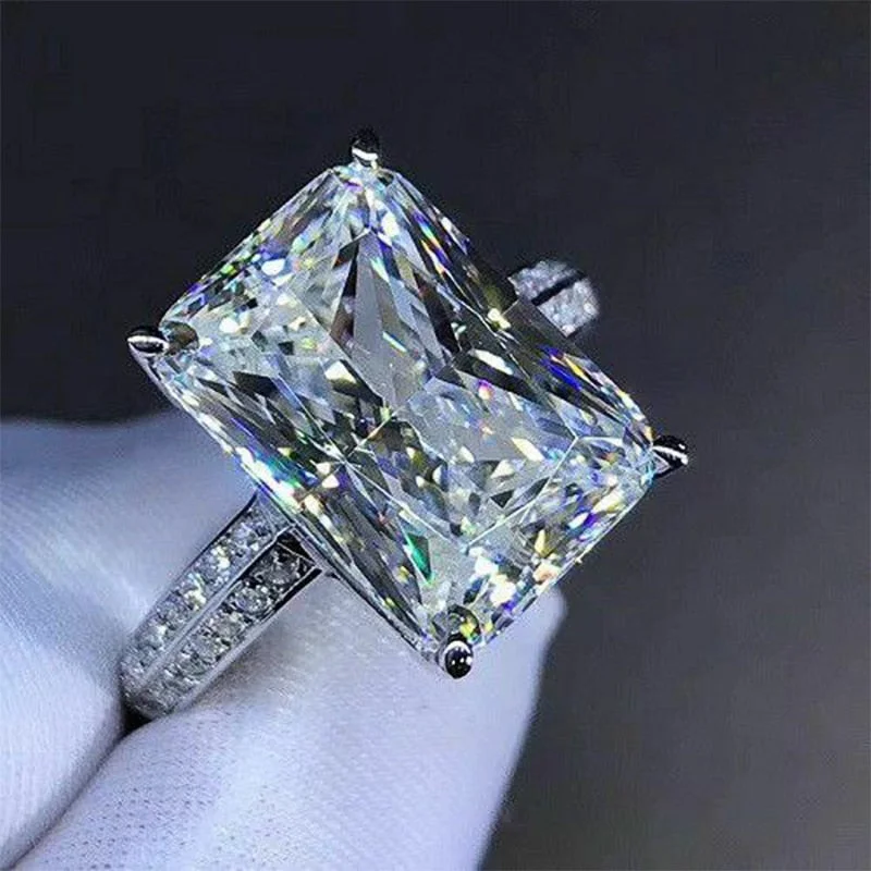 New Fashion Big Square Crystal Stone Women Wedding Bridal Ring Luxury Engagement Party Anniversary Best Gift Large Rings