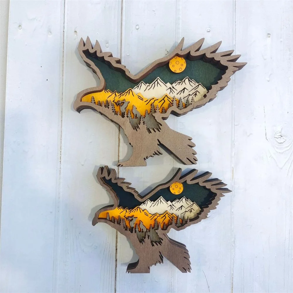 Purexcellent&trade; New creative home desktop wood carving eagle crafts ornaments