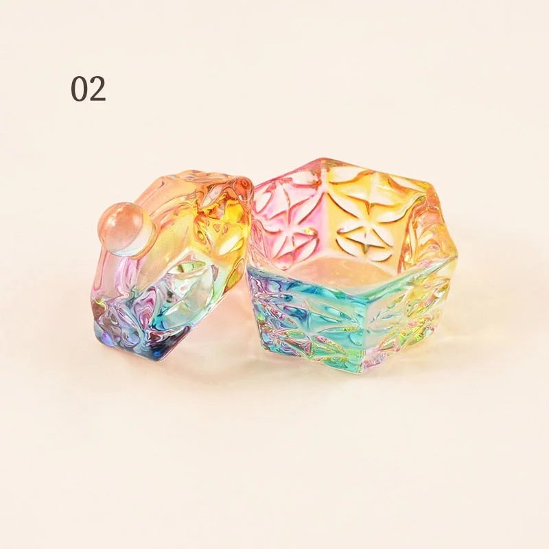 1PC Crystal Glass Acrylic Acrylic Powder Liquid Nail Cup Dappen Dish Lid Bowl Cup Holder Equipment  Nail Tools-Nail Inspo