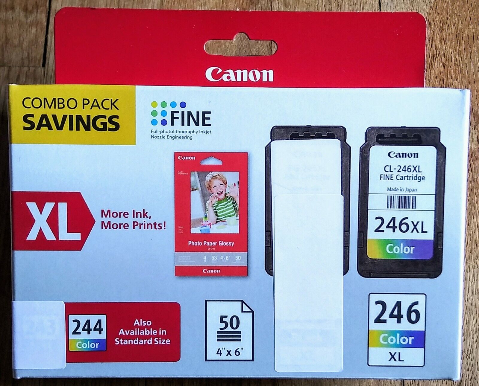 NEW OPEN BOX! OFFICIAL CANON 246 XL COLOR INK CARTRIDGE WITH (50) 4x6 Photo Poster paintingS