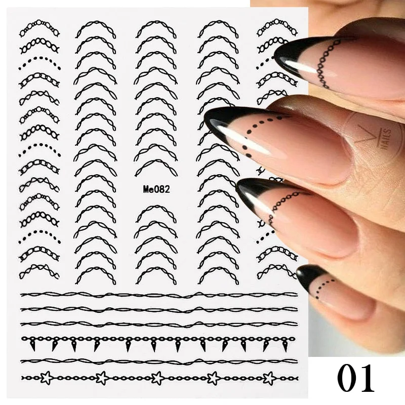 1PC Sliver Striping Tape 3D Nail Stickers Laser Geometry Lines Slider For Nails Gel Polish Decals For Manicures Decoration