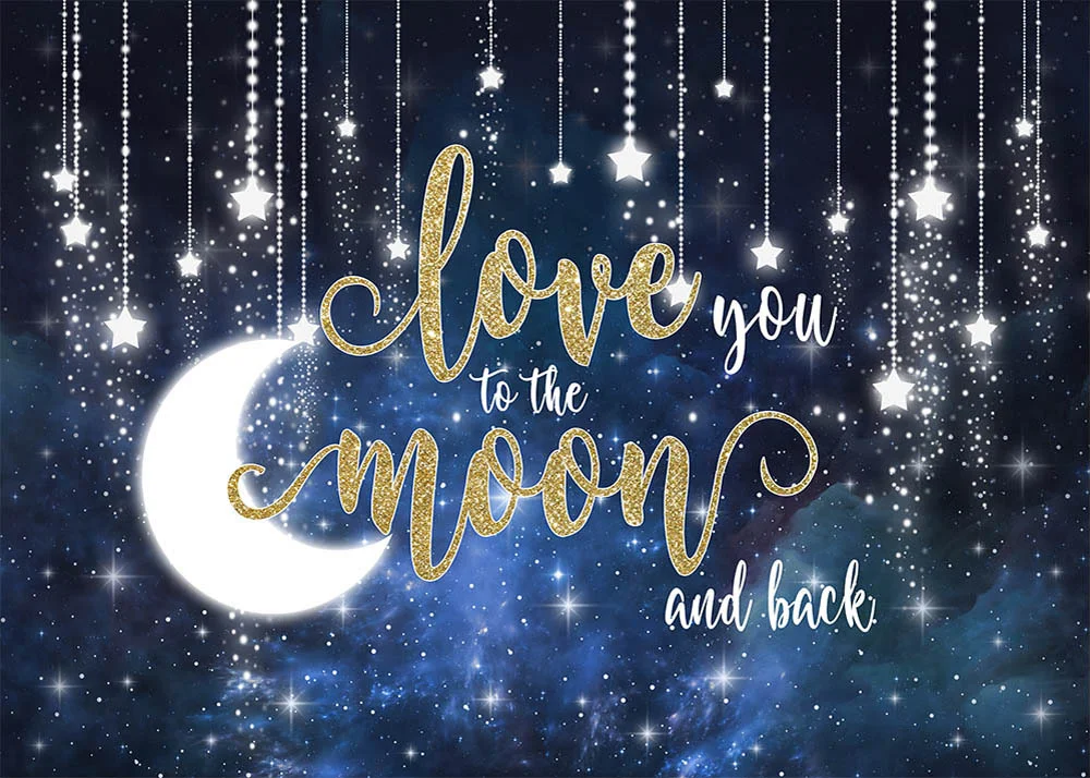 Love You To The Moon And Back Baby Shower Party Backdrop RedBirdParty