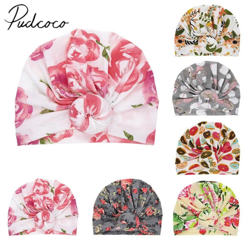 2019 Brand New Fashion Newborn Toddler Kids Baby Boy Girl Turban Cotton Beanie Hat Winter Cap Flower Donut Hats Soft Caps Gifts