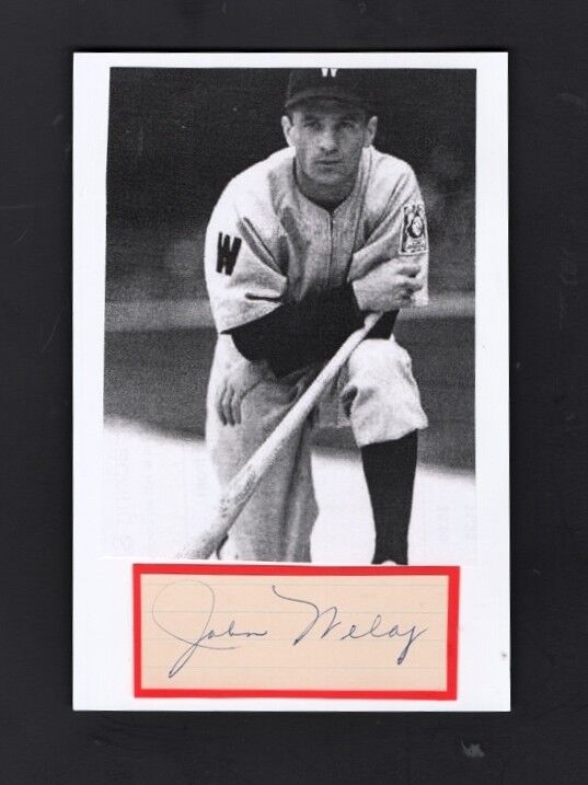 1939 JOHN WELAY-WASHINGTON SENATORS AUTOGRAPHED CUT W/ Photo Poster painting-(d.2003)