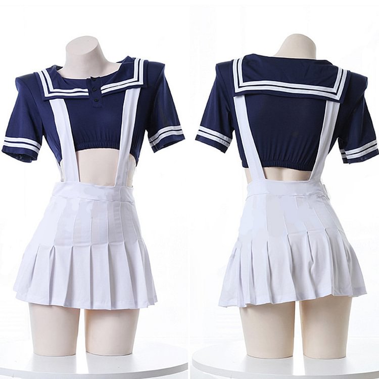 Sailor Collar Suspender Skirt Lingerie Set - Modakawa Modakawa