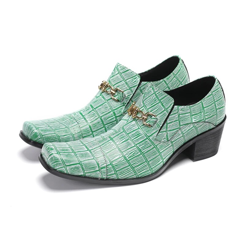 VCSHOES Chaussure Hommes Increase Height Square Toe Party Wedding Formal Shoes Male Business Brogue Shoe Genuine Leather Men Dress Shoes