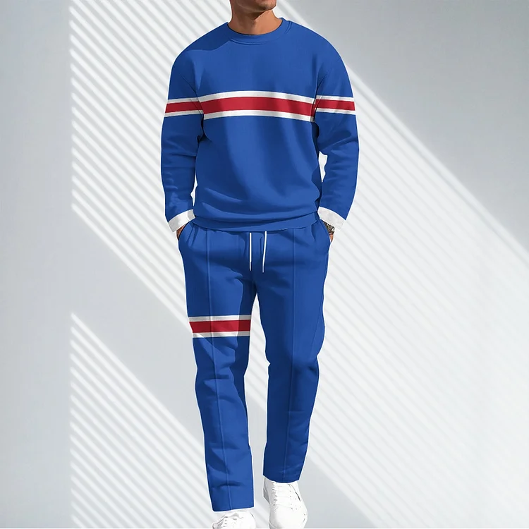 Men Causal Printed Hoodied and Pants Suit