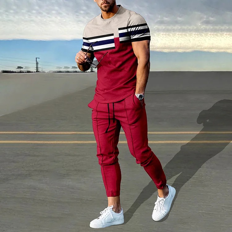 Men's Solid Sports Casual Short Sleeve Shirt And Pants Co-Ord