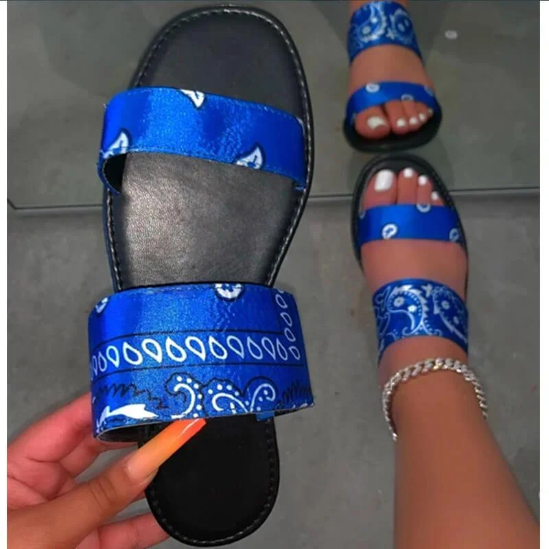 Women's Simple Fabric Hit Color Open Heel Slippers - vzzhome