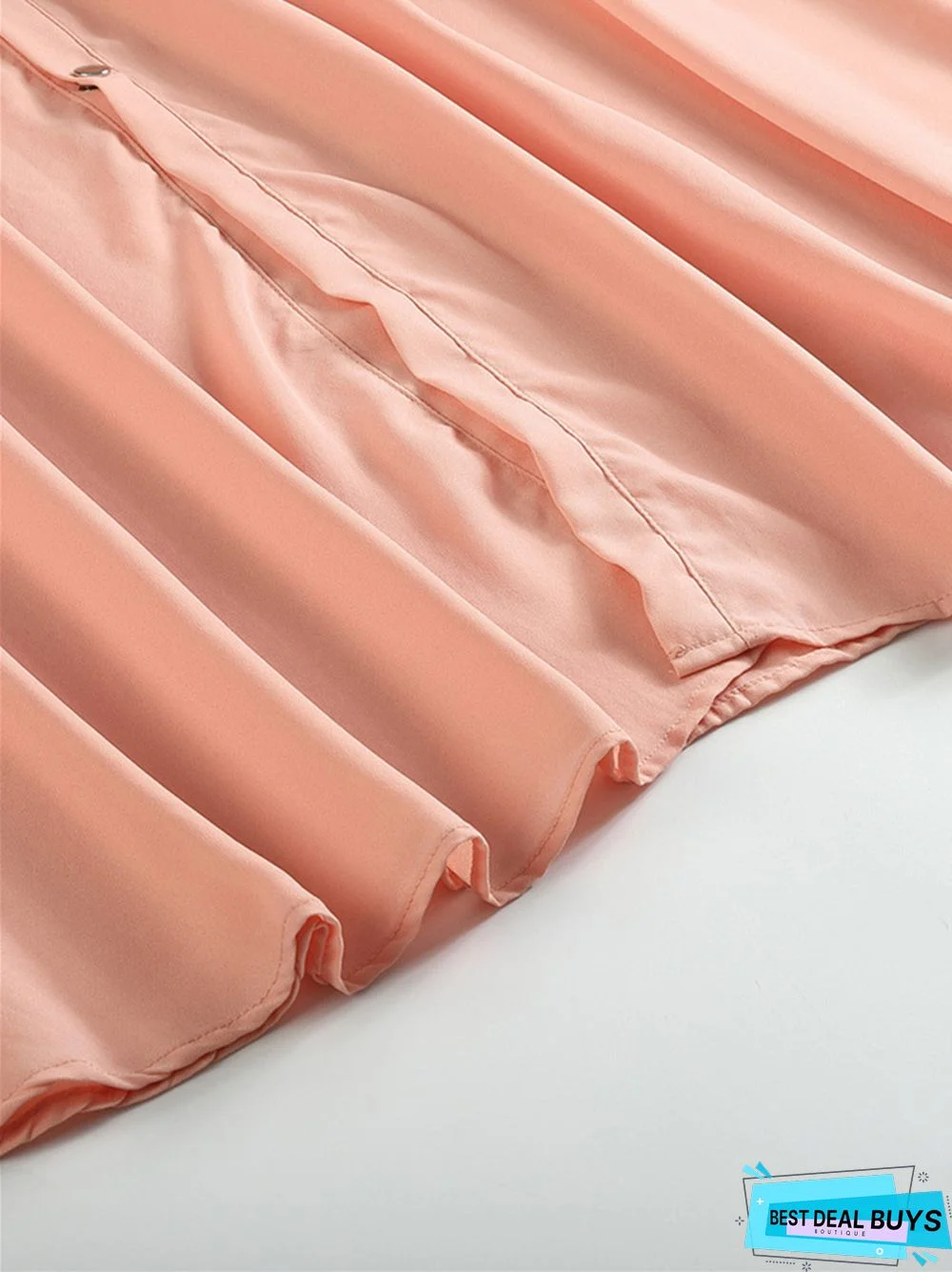 Long Sleeve Button Lace Solid Color Dress