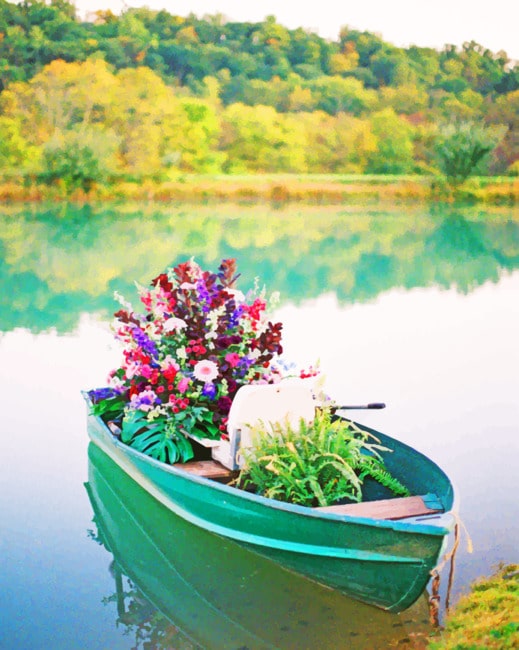 

Boat With Flowers – Paint By Numbers - 40*50CM, 501 Original