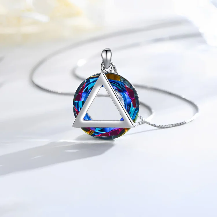 For Friend - S925 Believe in One Another Crystal Circle Triangle Necklace