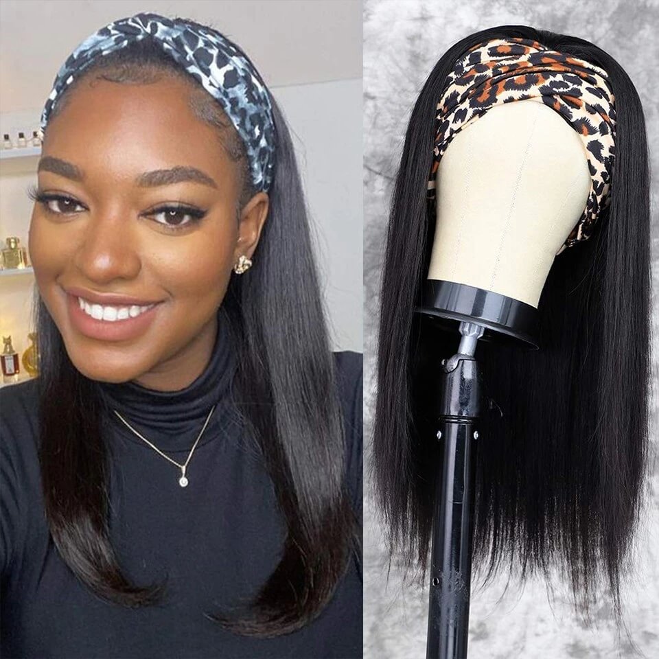 Headband Wig Human Hair Wigs Brazilian Straight Human Hair Wigs-elleschic