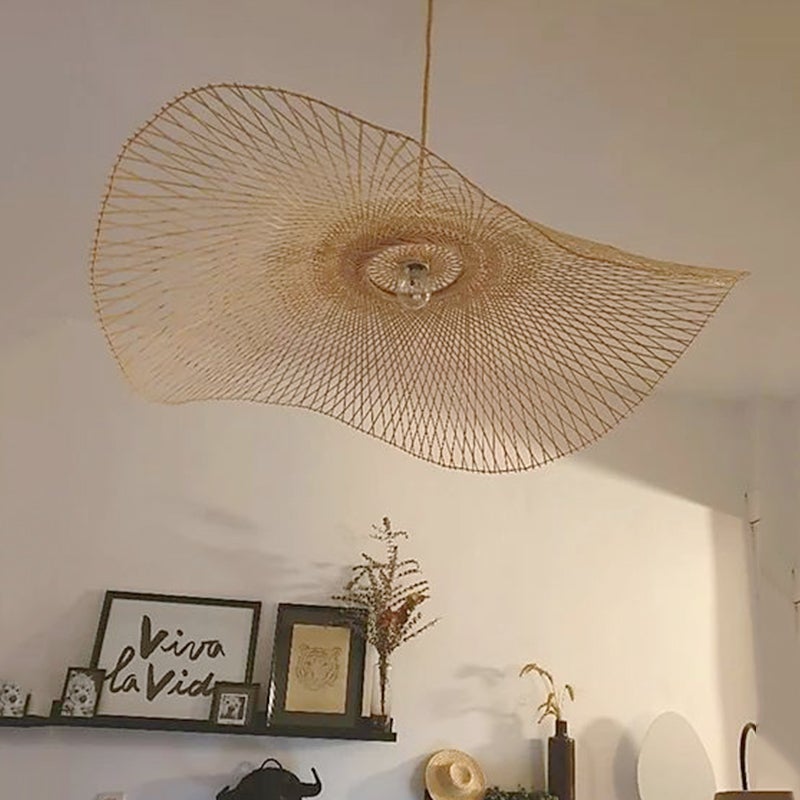Irregular Bamboo Pendant Light For Bedroom