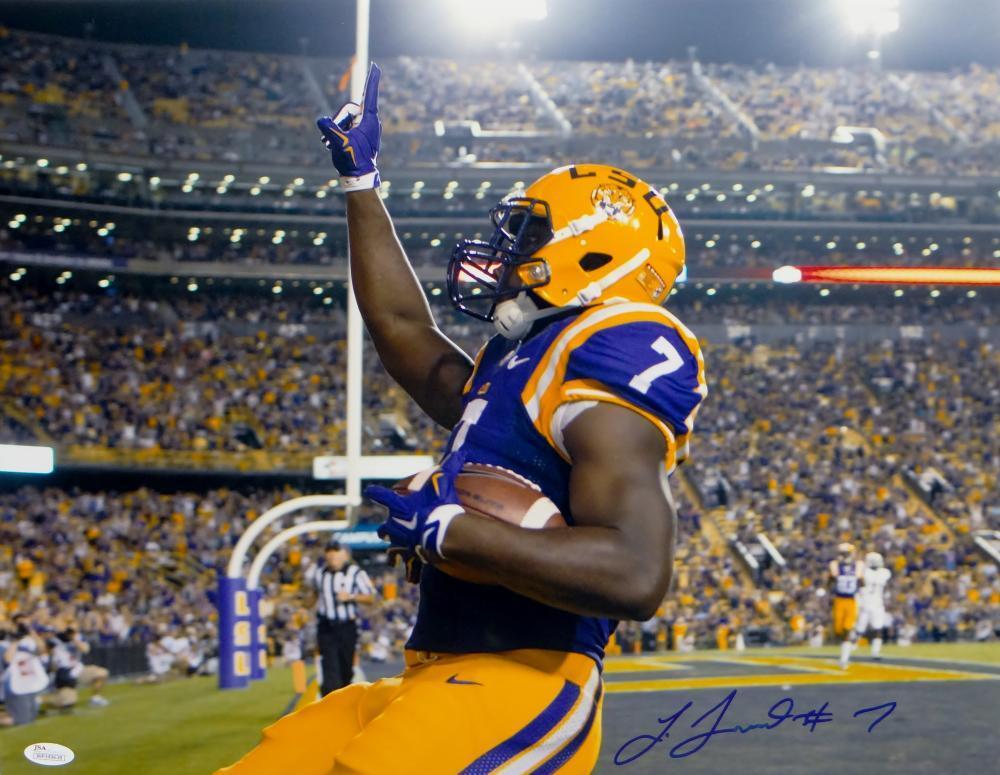 Leonard Fournette Autographed LSU Tigers 16x20 Pointing Up Photo Poster painting- JSA W Auth