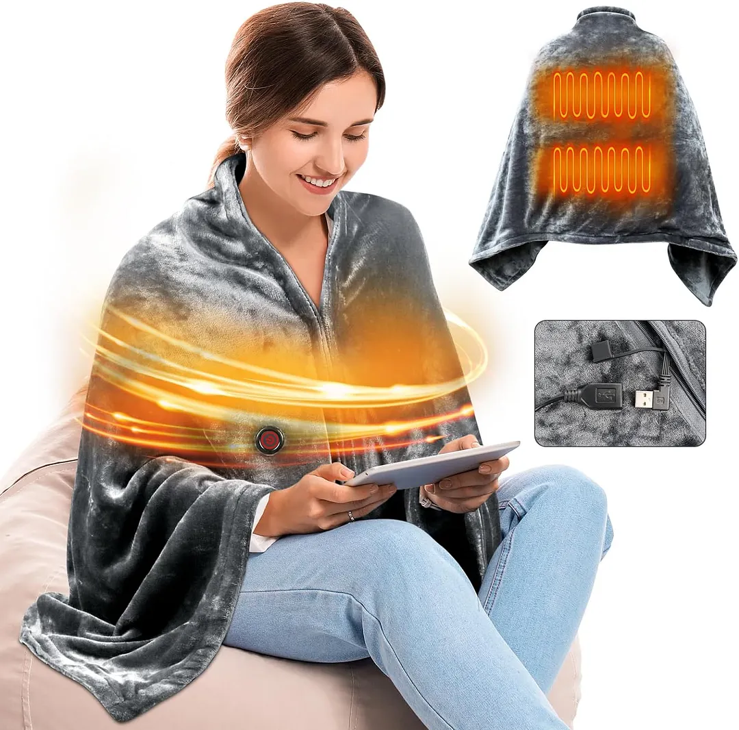 SnuggyWarm&trade; Heated Blanket Shawl