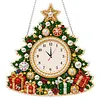 Acrylic Special Shape Xmas Tree Diamond Pearl Painting Clock Handicraft Hanging Kit