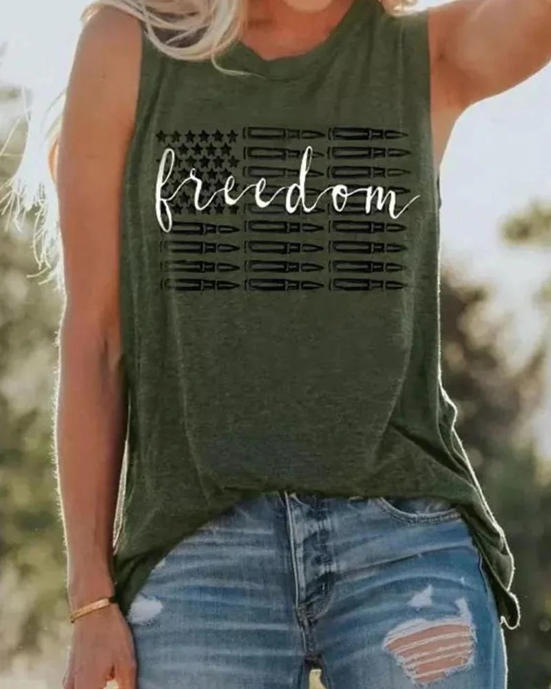Freedom American Flag Women's Sleeveless Shirt