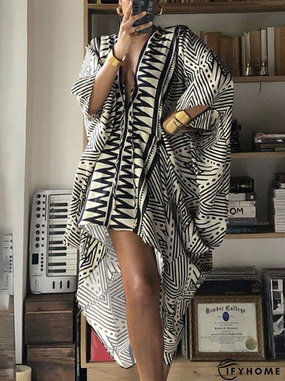 Vacation Long sleeve Elegant Ethnic Batwing Sleeve Dress | IFYHOME